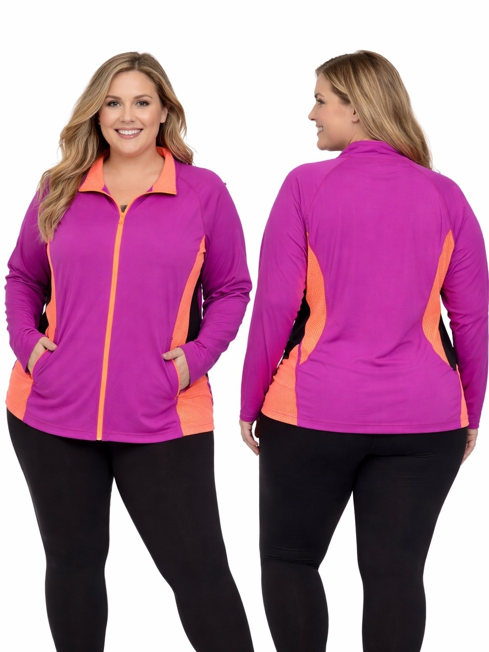 Active USA Magenta Jacket with Coral Zip